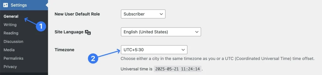WordPress Timezone Settings
