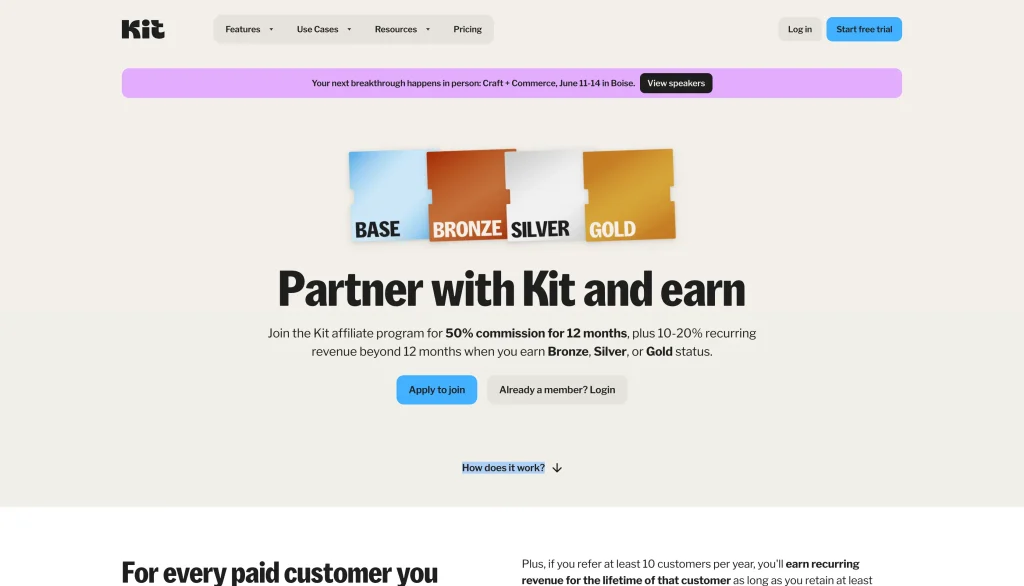 ConvertKit Affiliate Program homepage