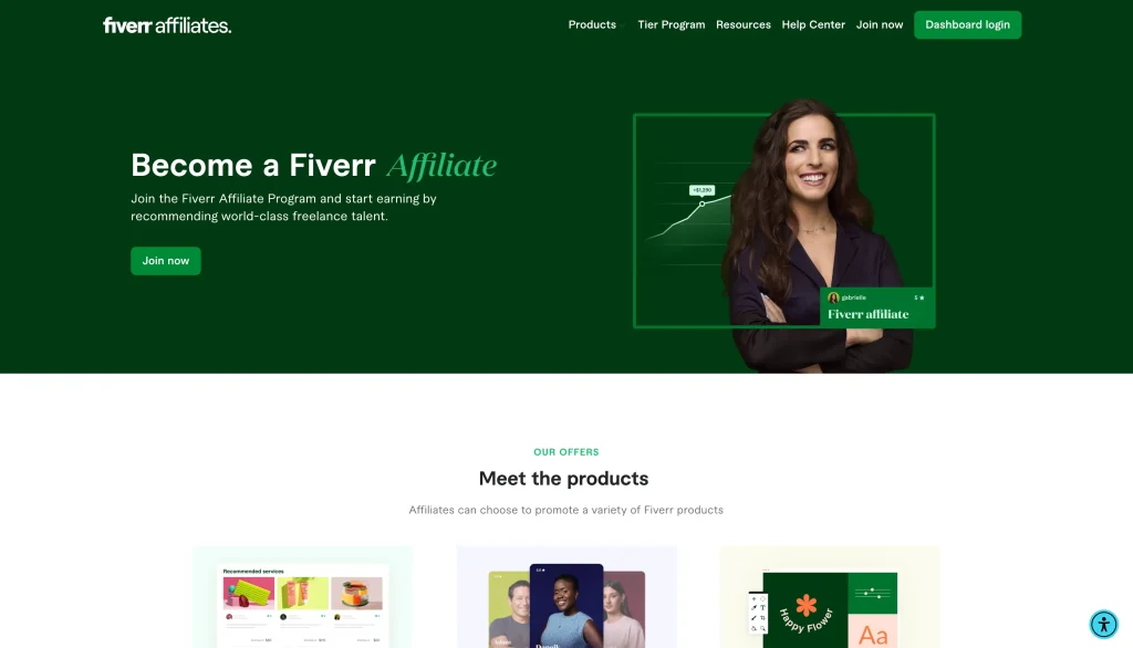 Fiverr Affiliates Program homepage