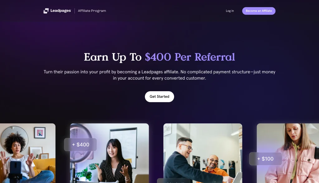 Leadpages Partner Program homepage