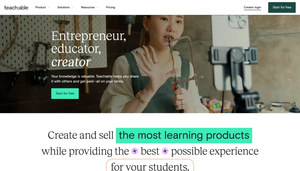 Teachable Affiliate Program homepage