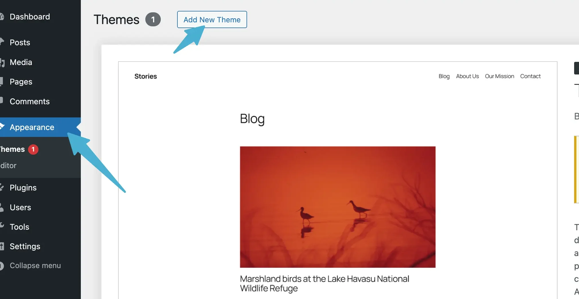 how to add wordpress theme