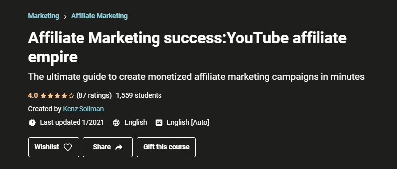 Affiliate Marketing success YouTube affiliate empire