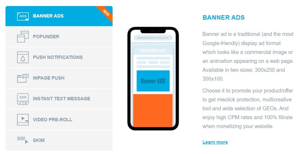 Banner Ads Clickadu